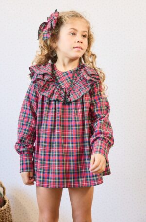 "HILTON" Vestido escocés volantes