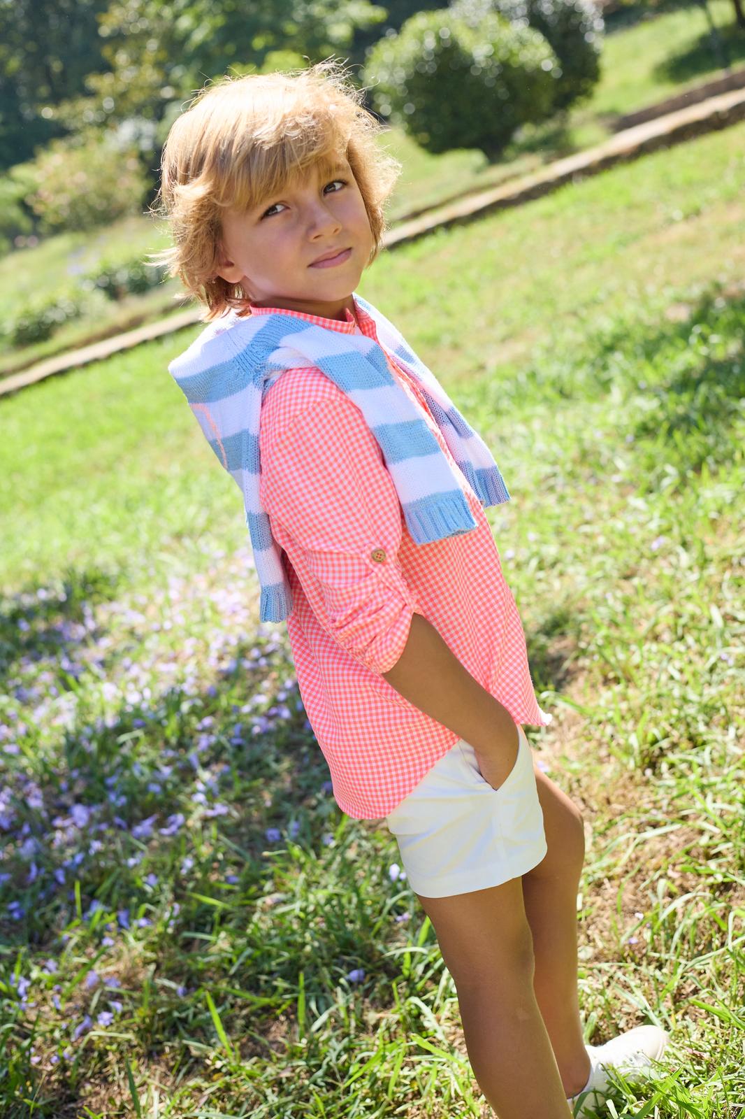 "Bike" Camisa vichy flúor manga larga