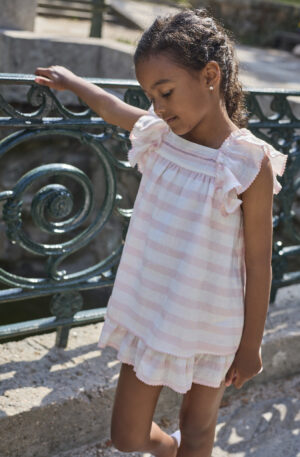 "Cup Cake" Vestido Rayas rosa-crudo